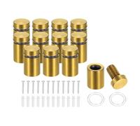 PATIKIL 16x25mm Standoff Screws, 12 Pack Stainless Steel Wall Mount Sign Standoffs Mounting Hardware Advertising Nail for Hanging Acrylic Picture Frame, Gold