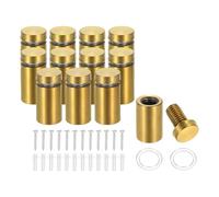 PATIKIL 16x30mm Standoff Screws, 12 Pack Stainless Steel Wall Mount Sign Standoffs Mounting Hardware Advertising Nail for Hanging Acrylic Picture Frame, Gold