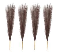 PATIKIL 17 Inch Faux Pampas Grass, 4 Pcs Boho Decor for Home Decoration Artificial Tall Fluffy Stems for Wedding Flower Party Vase Arrangement Centerpieces, Dark Brown