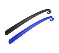 PATIKIL 17inch Shoe Horn Set, 2Pcs Plastic Curved Handle Shoe Helper, Shoe Horn Sets for Women Men Adults Seniors Boots, Black, Blue