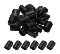 PATIKIL 17mm ID Rubber End Caps, 35 PCS High Temp Rubber Tips Screw Silicone End Caps Flexible Thread Protector for Pipes Screw Blots Tube Fishing Jigs Chair, Black