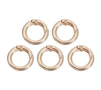 PATIKIL 17mm Spring O Ring Round Snap Clip, 5 Pcs Circle Trigger Keyrings Buckle Zinc Alloy Small Clamp Clasp for Purse Handbag, Gold Tone
