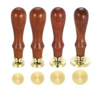 PATIKIL 18/20/25/30mm Round Blank Wax Seal Stamp, 4 Pack Removable Brass Head Without Carving Wooden Handle for Envelope Invitation Wine Packing Gift Wrapping