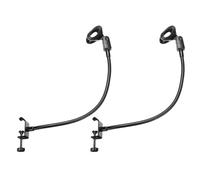PATIKIL 18.5" Gooseneck Desk Mic Stand, 2Pcs Flexible Arm Desktop Microphone Stand with Clip, 3/8" to 5/8" Microphone Holder for Singing, Speech, Black