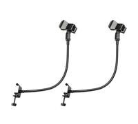 PATIKIL 18.5" Gooseneck Desk Mic Stand, 2Pcs Flexible Arm Desktop Microphone Stand with Clip, 3/8" to 5/8" Microphone Spring Clip for Singing Speech, Black