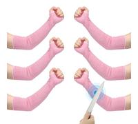 PATIKIL 18 Inch Cut Resistant Sleeve, 3Pairs Arm Safety Protectors Sleeves with Thumb Hole Level 5 Protection Forearm Guard Sleeves for Thin Skin and Bruising, XL, Pink