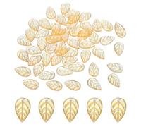 PATIKIL 18 x 11mm Czech Glass Leaf Beads, 100 Pcs Crystal Leaf Beads for Jewelry Making DIY Craft Bracelet Necklaces Earrings, Yellow
