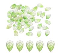PATIKIL 18 x 11mm Czech Glass Leaf Beads, 100 Pcs Crystal Leaf Beads for Jewelry Making DIY Craft Bracelet Necklaces Earrings, Green
