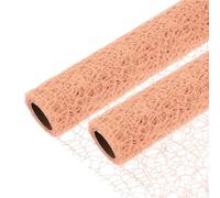 PATIKIL 180"L x 19.7"W Jacquard Net Mesh, 2Rolls Korean Openwork Floral Bouquet Wrapping Paper for Packaging Fresh Flower Wedding Valentine's Day Florist Supplies, Champagne Color