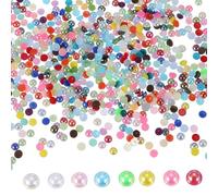 PATIKIL 1800 Pcs Multicolor AB Half Round Pearls Beads, 4mm ABS Flatback Rhinestones Pearls for Jewelry Making DIY Nail Art Clothes Wedding Art Decoration