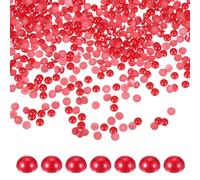 PATIKIL 1800 Pcs Red Half Round Pearls Beads, 4mm ABS Flatback Rhinestones Pearls for Crafting Jewelry Making DIY Nail Art Clothes Wedding Art Decoration