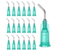 PATIKIL 18Ga Angled Dispensing Needles, 66Pcs 0.5Inch 45° Curved Industrial Blunt Tip Dispensing Needle Tips with Luer Lock Needle for Refilling Liquid Inks Adhesive Glue Oil, Green