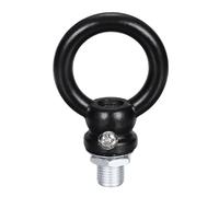 PATIKIL 18Lb Load Lamp Female Loop Holder, Lifting Eye M10 Fine Thread Nut Hook Ring Shape Structural Support to Chandelier Lighting Fixture (Black, 1.5 x 2 Inch)