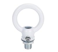 PATIKIL 18Lb Load Lamp Female Loop Holder, Lifting Eye M10 Fine Thread Nut Hook Ring Shape Structural Support to Chandelier Lighting Fixture (White, 1.5 x 2 Inch)