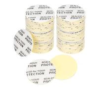 PATIKIL 18mm/0.71" Foam Lid Liner 120pcs Adhesive Round PS Pressure Sensitive Seals, Cap Liners Resistant Tamper for Plastic Glass Jar Bottle Cap Canning Vials Seals Black Text, White