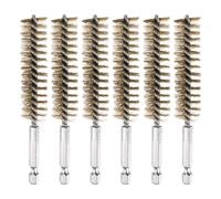 PATIKIL 18mm Dia Bore Brush, 6Pcs Brass Twisted Wire Cleaning Brush Pipe Cleaner with 1/4 Inch Hex Shank for Tubes, Ports, Bearings, Drill Driver, Brass Tone