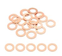 PATIKIL 18PCS M12 Copper Washers, M12x20x1mm Copper Crush Washer Metric Flat Washers Sealing Washers Assortment Kit Oil Drain Plug Gasket Ring for Automotive Battery Vehicles Screws Bolt