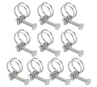 PATIKIL 19-22mm Adjustable Double Wire Hose Clamp, 10 Pcs 304 Stainless Steel Wire Hose Clips Pipe Tube Clamps for Dust Collection Rubber PVC Pool Pump Hose