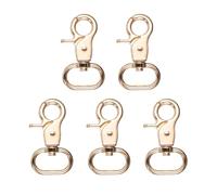 PATIKIL 19.5mm Swivel Clasps Hook, 5 Pcs D Ring Snap Hook Metal Lobster Claw Clasp Hook, Purse Lanyard Clips for Bags, Keychain DIY Craft, Light Gold