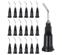 PATIKIL 19Ga Angled Dispensing Needles, 66Pcs 0.5Inch 45° Curved Industrial Blunt Tip Dispensing Needle Tips with Luer Lock Needle for Refilling Liquid Inks Adhesive Glue Oil, Black