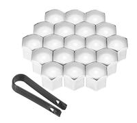 PATIKIL 19mm Wheel Lug Nut Cover Bolt Caps, 20 Pack Universal Car Tire Nut Cover with Tongs for Various Cars Trucks SUV ATV RVs, Silver