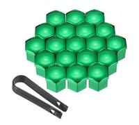 PATIKIL 19mm Wheel Lug Nut Cover Bolt Caps, 20 Pack Universal Car Tire Nut Cover with Tongs for Various Cars Trucks SUV ATV RVs, Green