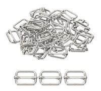 PATIKIL 19x26mm Slide Buckle, 36 Pcs Metal Adjustable Webbing Tri-Glide Strap Adjuster for Backpack Bag Making Purse, Silver Tone