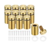 PATIKIL 19x30mm Standoff Screws, 12 Pack Stainless Steel Wall Mount Sign Standoffs Mounting Hardware Advertising Nail for Hanging Acrylic Picture Frame, Gold
