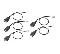 PATIKIL 1Ft USB 2.0 Female to 2 Pin Bare Wire Pigtail Cable, 5pcs 22AWG Power Cords Extension Connector Adapter for Charging Equipment DIY Repair, Black