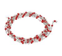 PATIKIL 1m/3.3 Feet Stainless Steel Cable Chain, Silver Link Chain Enamel Beads Satellite for Jewelry Making DIY Necklace Bracelet Accessories, Red