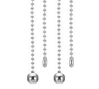 PATIKIL 1M 3.3ft Ceiling Fan Pull Chain, 2 Pcs Beaded Pulls Cord Extender Ball Pendant for Fan Light Chandelier Table Lamp Pulling Switch, Silver Tone