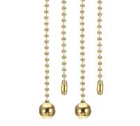 PATIKIL 1M 3.3ft Ceiling Fan Pull Chain, 2 Pcs Beaded Pulls Cord Extender Ball Pendant for Fan Light Chandelier Table Lamp Pulling Switch, Gold Tone