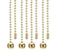 PATIKIL 1M 3.3ft Ceiling Fan Pull Chain, 4 Pcs Beaded Pulls Cord Extender Ball Pendant for Fan Light Chandelier Table Lamp Pulling Switch, Gold Tone