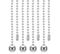 PATIKIL 1M 3.3ft Ceiling Fan Pull Chain, 4 Pcs Beaded Pulls Cord Extender Ball Pendant for Fan Light Chandelier Table Lamp Pulling Switch, Silver Tone