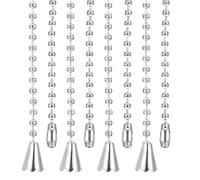 PATIKIL 1M 3.3ft Ceiling Fan Pull Chain, 4 Pcs Beaded Pulls Cord Extender Conical Pendant for Fan Light Chandelier Table Lamp Pulling Switch, Silver Tone