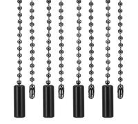 PATIKIL 1M 3.3ft Ceiling Fan Pull Chain, 4 Pcs Beaded Pulls Cord Extender Cylinder Pendant for Fan Light Chandelier Table Lamp Pulling Switch, Black
