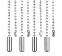 PATIKIL 1M 3.3ft Ceiling Fan Pull Chain, 4 Pcs Beaded Pulls Cord Extender Cylinder Pendant for Fan Light Chandelier Table Lamp Pulling Switch, Silver Tone