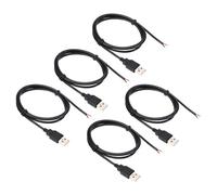 PATIKIL 1M/3Ft 5V 3A Type-C Pigtail Extension Power Cable, 5 Pcs 22AWG USB-C Plug to 2 Pin Bare Wire Open End Connector Plug for DIY Equipment Repair, Black