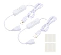 PATIKIL 1M USB Cable with ON/Off Switch, 2 Pcs USB Male to Female Extension Cord with Foam Double-sided Tape for LED Desk Lamp LED Strip, White