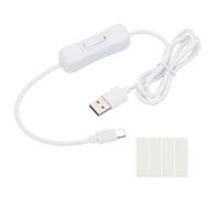 PATIKIL 1M USB Cable with ON/Off Switch, USB Male to Type-C Male Extension Cord with Foam Double-sided Tape for LED Desk Lamp LED Strip, White