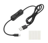PATIKIL 1M USB Cable with ON/Off Switch, USB Male to Type-C Male Extension Cord with Foam Double-sided Tape for LED Desk Lamp LED Strip, Black