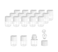 PATIKIL 1ml Essential Oil Bottles, 18 Pack Clear Glass Bottles with Orifice Reducer Sample Vial Slim Screw Cap Storage Vials Container, White