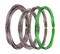 PATIKIL 1mm/1.5mm/2mm Bonsai Training Wire, 4 Roll Floral Wire Stems Anodized Aluminum Tree Wire 16.4 Feet for Gardening Branch Fixing, Brown/Green