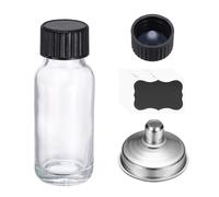 PATIKIL 1oz/15ml Round Glass Bottles with Leak-Proof Caps, White Sample Glass Bottle with Stickers Stainless Steel Funnel Replacement Cap for Homemade Essential Oil Perfume Extract