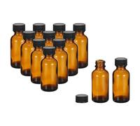 PATIKIL 1oz(30ml) Glass Sample Bottles, 12Pcs Round Bottle Dispensing Bottles with Black Poly Cone Cap for Reagent Liquids, Essential Oils, Perfume, Amber