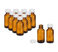 PATIKIL 1oz(30ml) Glass Sample Bottles, 12Pcs Round Bottle Dispensing Bottles with White Poly Cone Cap for Reagent Liquids, Essential Oils, Perfume, Amber