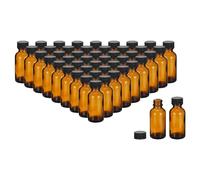 PATIKIL 1oz(30ml) Glass Sample Bottles, 48Pcs Round Bottle Dispensing Bottles with Black Poly Cone Cap for Reagent Liquids, Essential Oils, Perfume, Amber