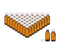PATIKIL 1oz(30ml) Glass Sample Bottles, 48Pcs Round Bottle Dispensing Bottles with White Poly Cone Cap for Reagent Liquids, Essential Oils, Perfume, Amber