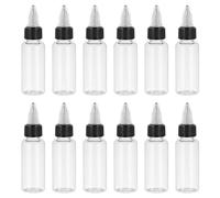 PATIKIL 1oz(30ml) Plastic Dispensing Bottle, 12Pcs Squeeze Empty Bottles with Black Twist Cap for Liquids, Inks, Oils, Sauces, Arts and Crafts, Transparent