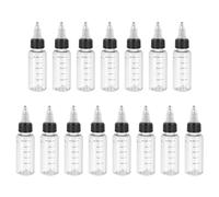 PATIKIL 1oz(30ml) Plastic Dispensing Bottle, 15Pcs Squeeze Graduated Empty Bottles with Black Twist Cap for Liquids, Inks, Oils, Sauces, Arts and Crafts, Transparent